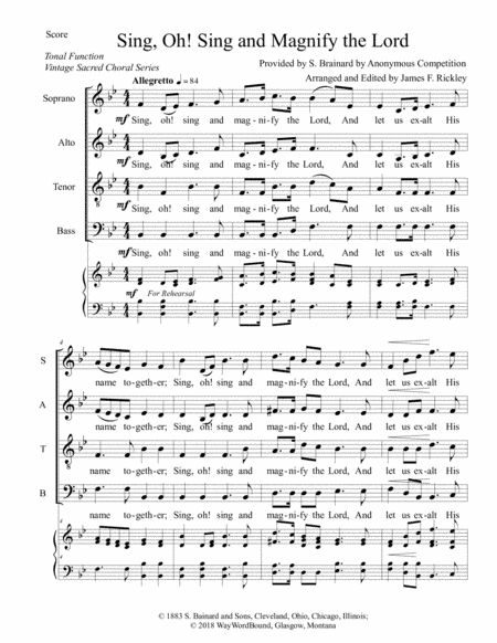 Sing, Oh! Sing and Magnify the Lord (arr. James F. Rickley)