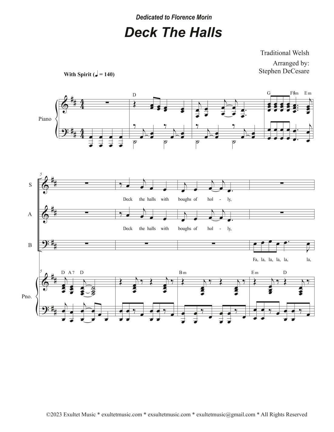 Deck The Halls (Vocal Trio - (SAB) (arr. Stephen DeCesare)