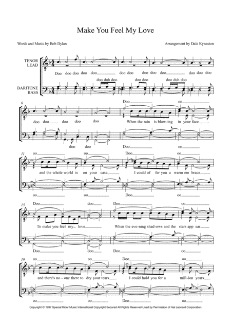 Make You Feel My Love (arr. Written by Bob Dylan, Arrangement by Dale Kynaston)