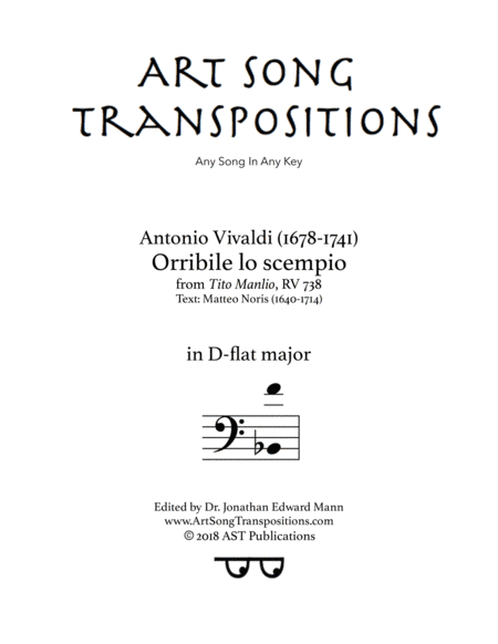 VIVALDI: Orribile lo scempio (transposed to D-flat major) (arr. ArtSongTranspositions.com)
