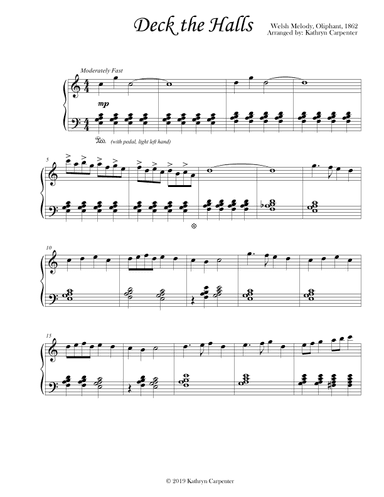 Deck the Halls (Jazz Piano & Jazz Chords) (arr. Kathryn Carpenter)