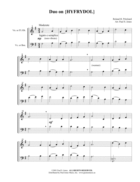 Duo on 'Hyfrydol' (Treble/Bass) (arr. Paul S. Jones)