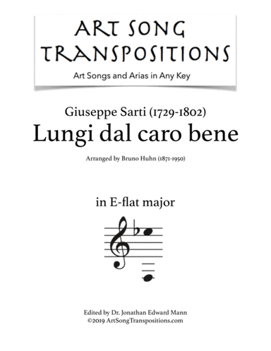SARTI: Lungi dal caro bene (transposed to E-flat major) (arr. ArtSongTranspositions.com)