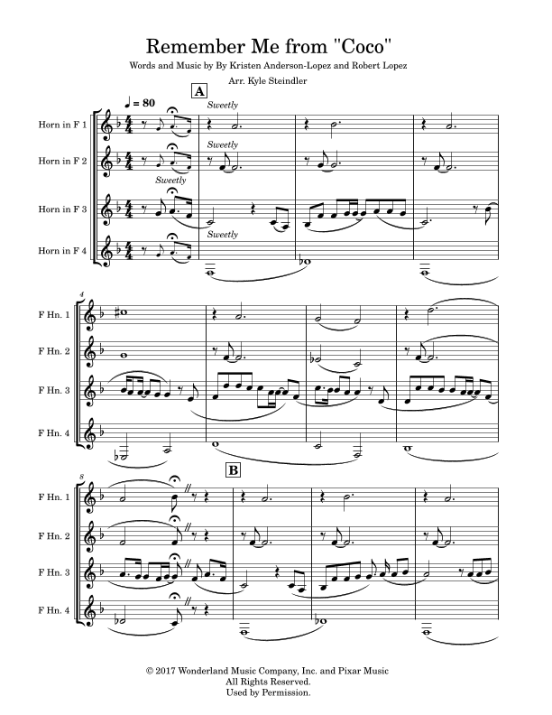 Remember Me (lullaby) (arr. Kyle Steindler)
