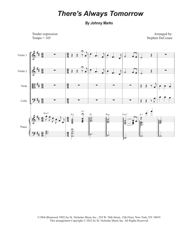 There's Always Tomorrow (arr. Stephen DeCesare)