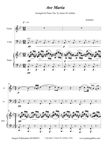 Schubert: Ave Maria for Piano Trio (arr. James M. Guthrie)