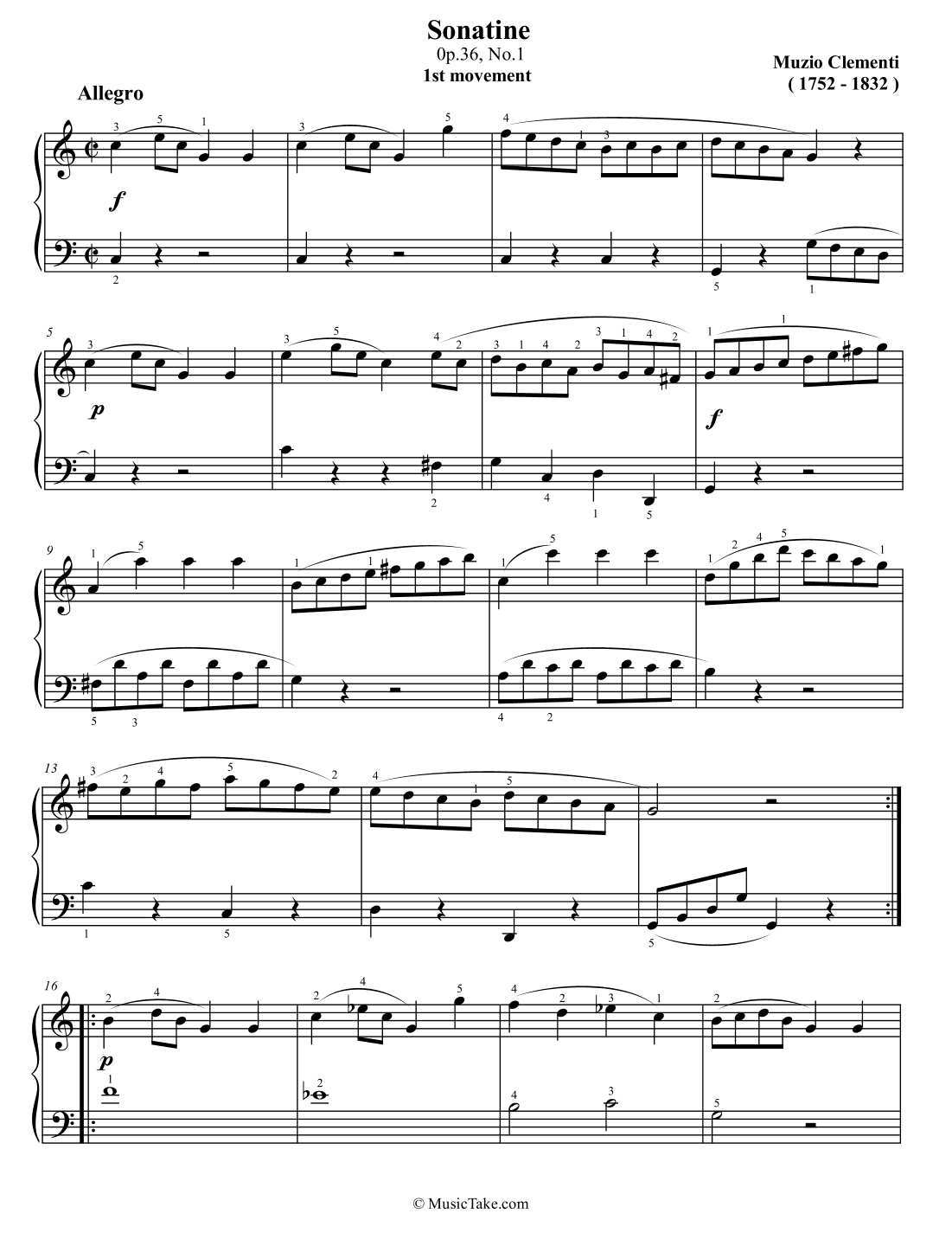 Clementi Sonatina in C Major Op.36 No.1 (1st movement) (arr. Ben Choupak)