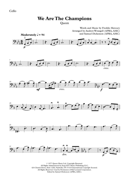 We Are The Champions (arr. Andrew Wrangell, Samuel Dickenson)