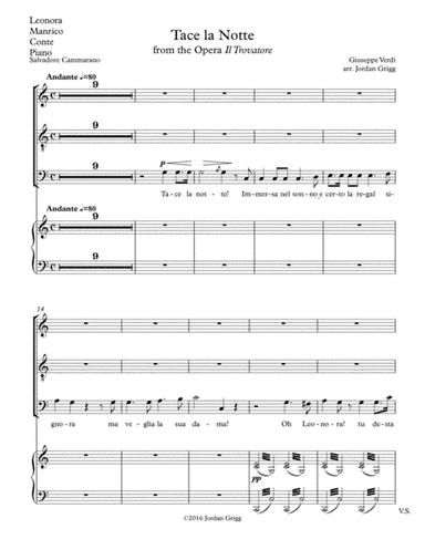 Tace la Notte from the Opera Il Trovatore PARTS (arr. Jordan Grigg)