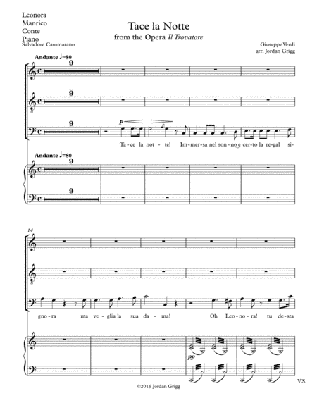 Tace la Notte from the Opera Il Trovatore PARTS (arr. Jordan Grigg)