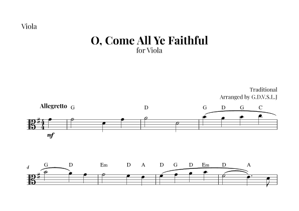 O, Come All Ye Faithful (arr. G.D.V.S.L.J)