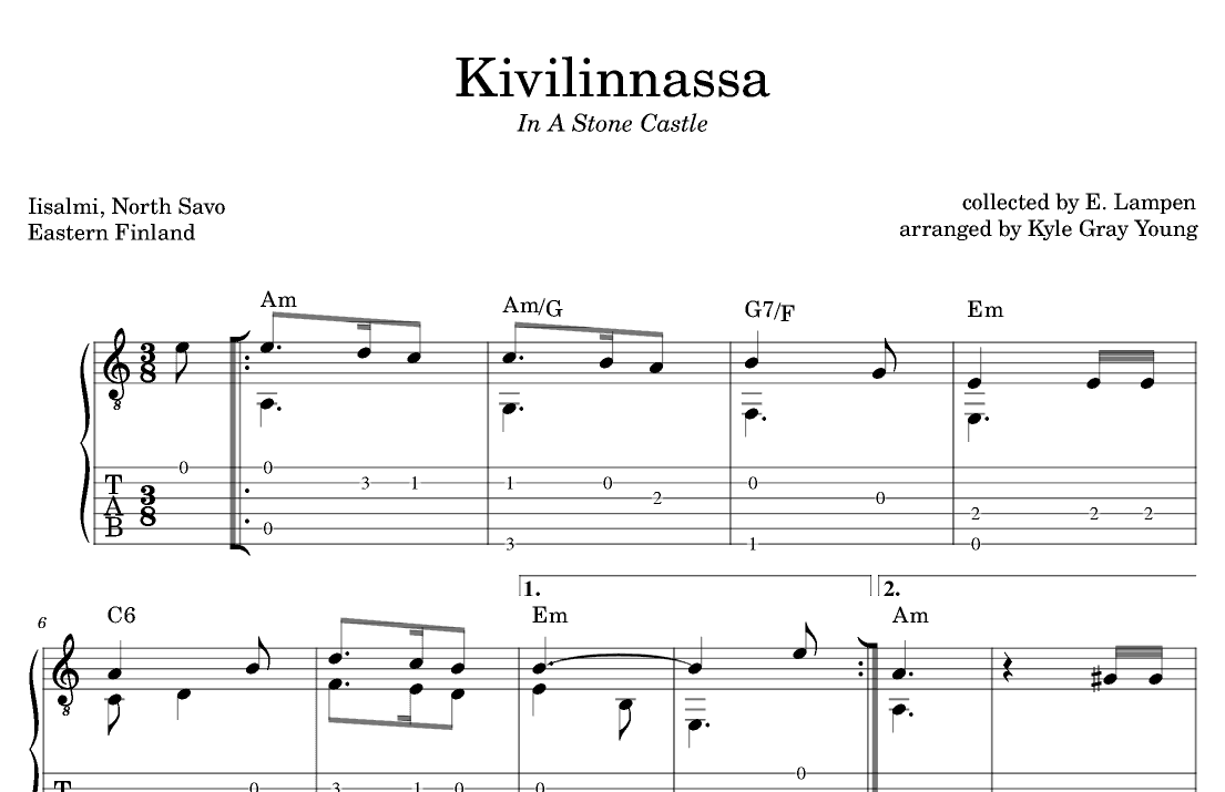 Kivilinnassa (In A Stone Castle) (guitar tab) (arr. Kyle Gray Young)
