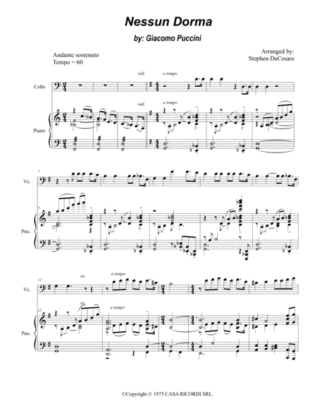 Nessun Dorma (arr. Stephen DeCesare)