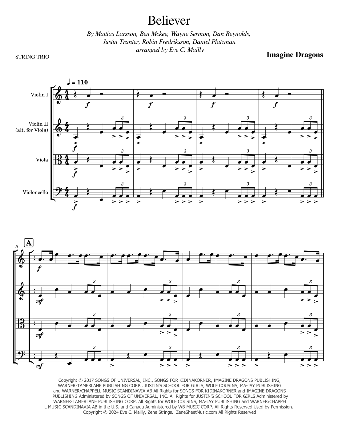 Believer (arr. Eve C. Mailly - Zene Strings)