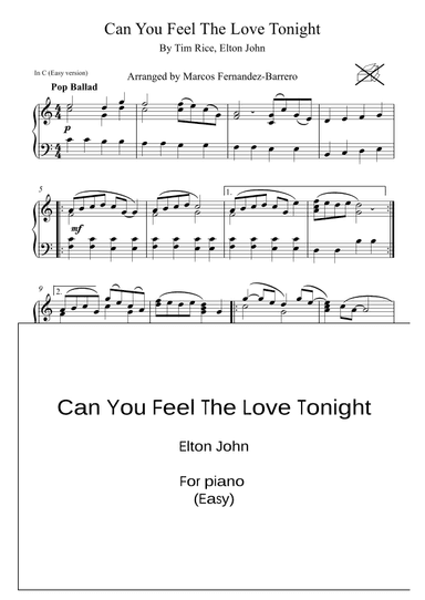 Can You Feel The Love Tonight (arr. Marcos Fernandez-Barrero)