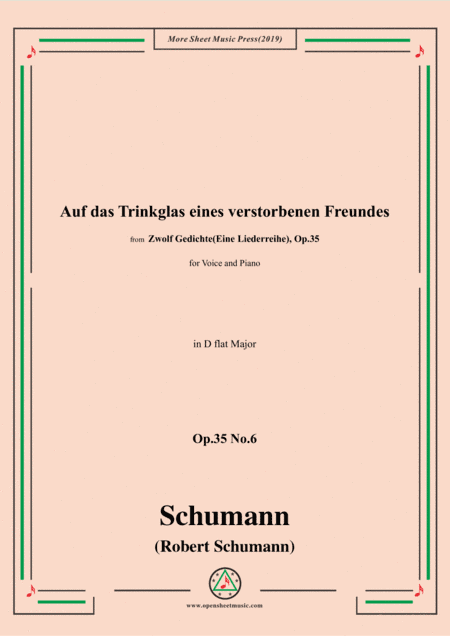 Schumann-Auf das Trinkglas eines...,Op.35 No.6 in D flat Major,for V&Pno (arr. MSM)