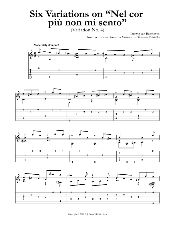 Six Variations on “Nel cor piu` non mi sento” (Variation No. 4) (arr. Mark Phillips)