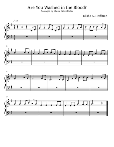 "Are You Washed in the Blood?" Easy right-hand notes only (arr. Maisie Ritz)