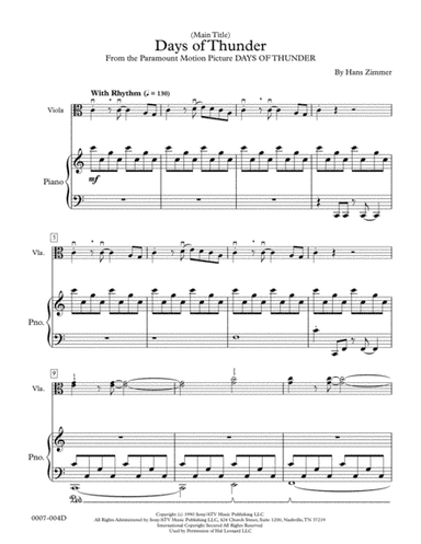 Days Of Thunder (Main Title)  from the Paramount Motion Picture DAYS OF THUNDER (arr. Red Gate Music)