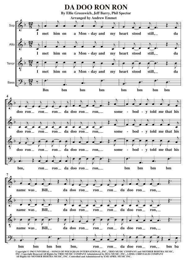 Da Doo Ron Ron (when He Walked Me Home) (arr. Andrew Emmet)