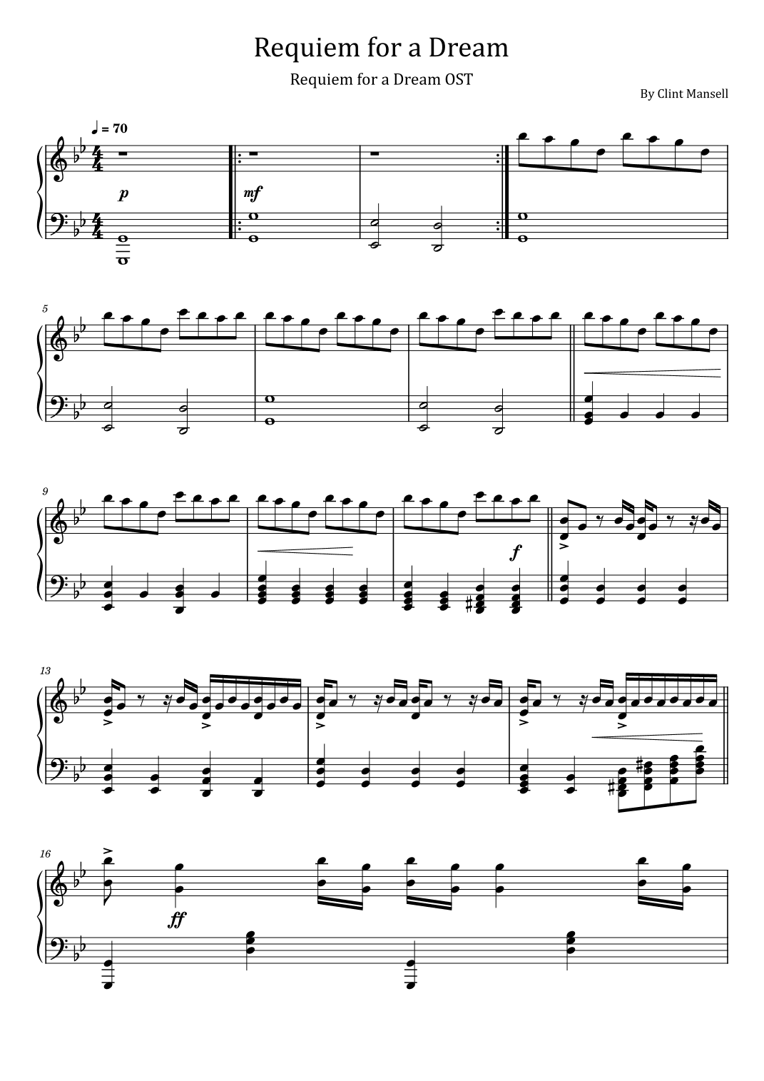 Requiem For A Dream (arr. poon)