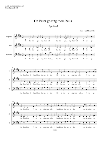 Oh Peter go ring them Bells (arr. Jose Mena Polo)