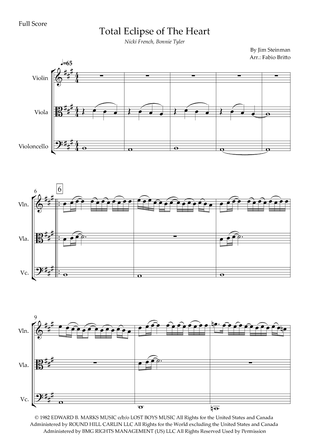 Total Eclipse Of The Heart (arr. Fabio Britto)