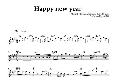 Happy new year lead sheet (ABBA) A major (arr. Donald Tu)