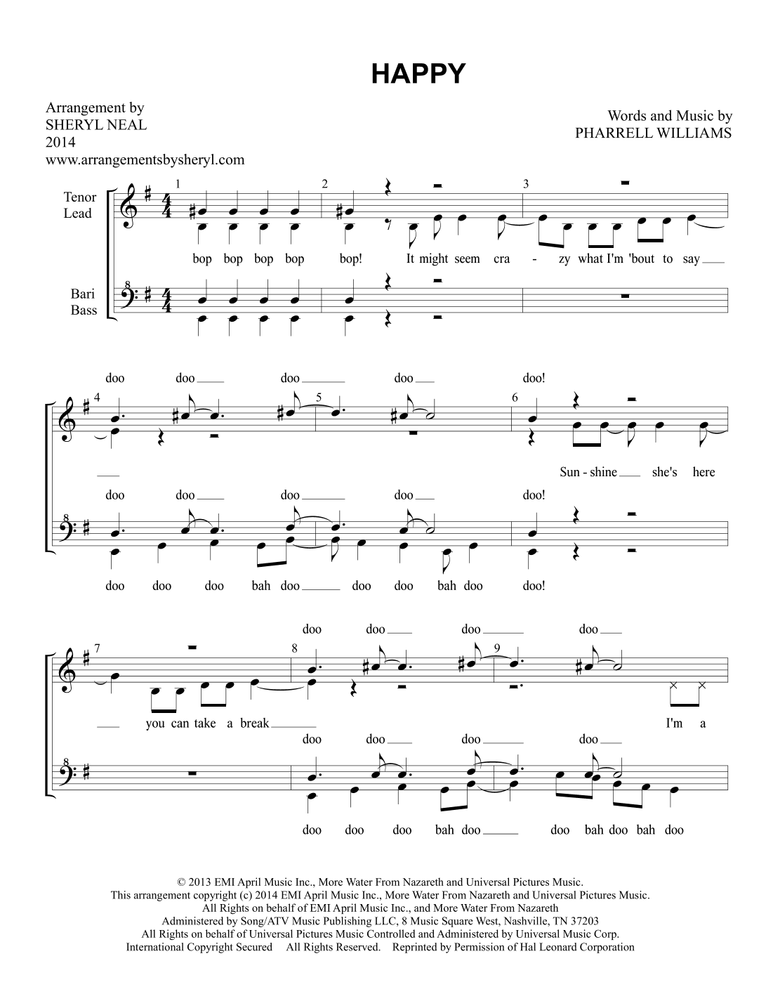 Happy (arr. Sheryl Neal)