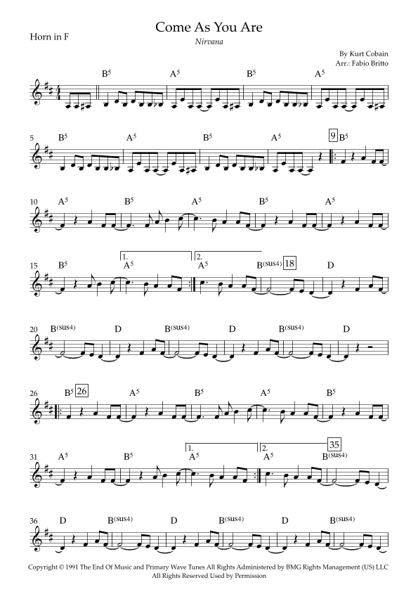 Come As You Are (arr. Fabio Britto)
