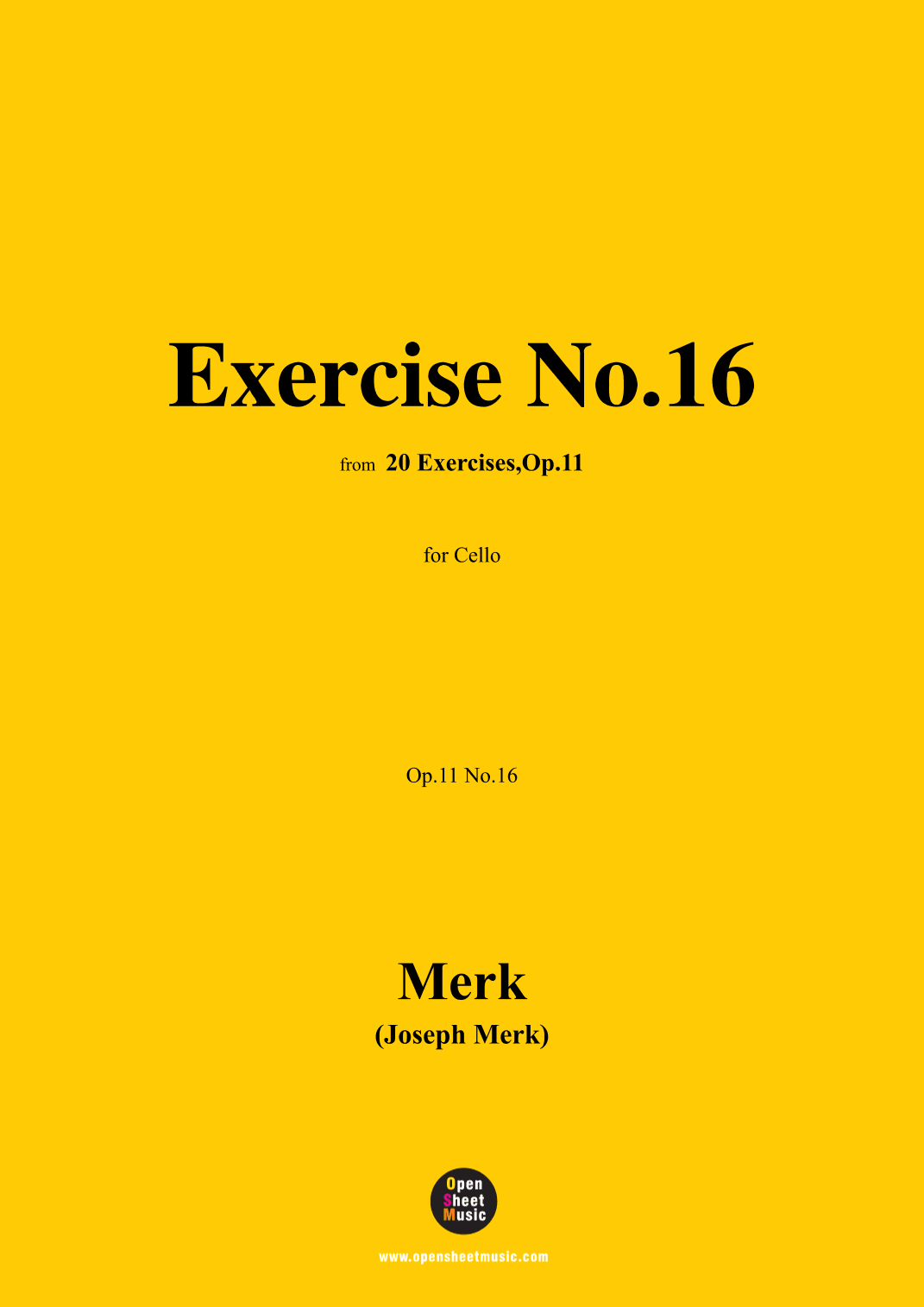 Merk-Exercise No.16,Op.11 No.16,from '20 Exercises,Op.11',for Cello (arr. OSM Press)
