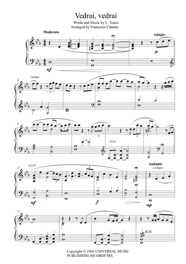 Vedrai Vedrai (arr. Francesco Cannito)