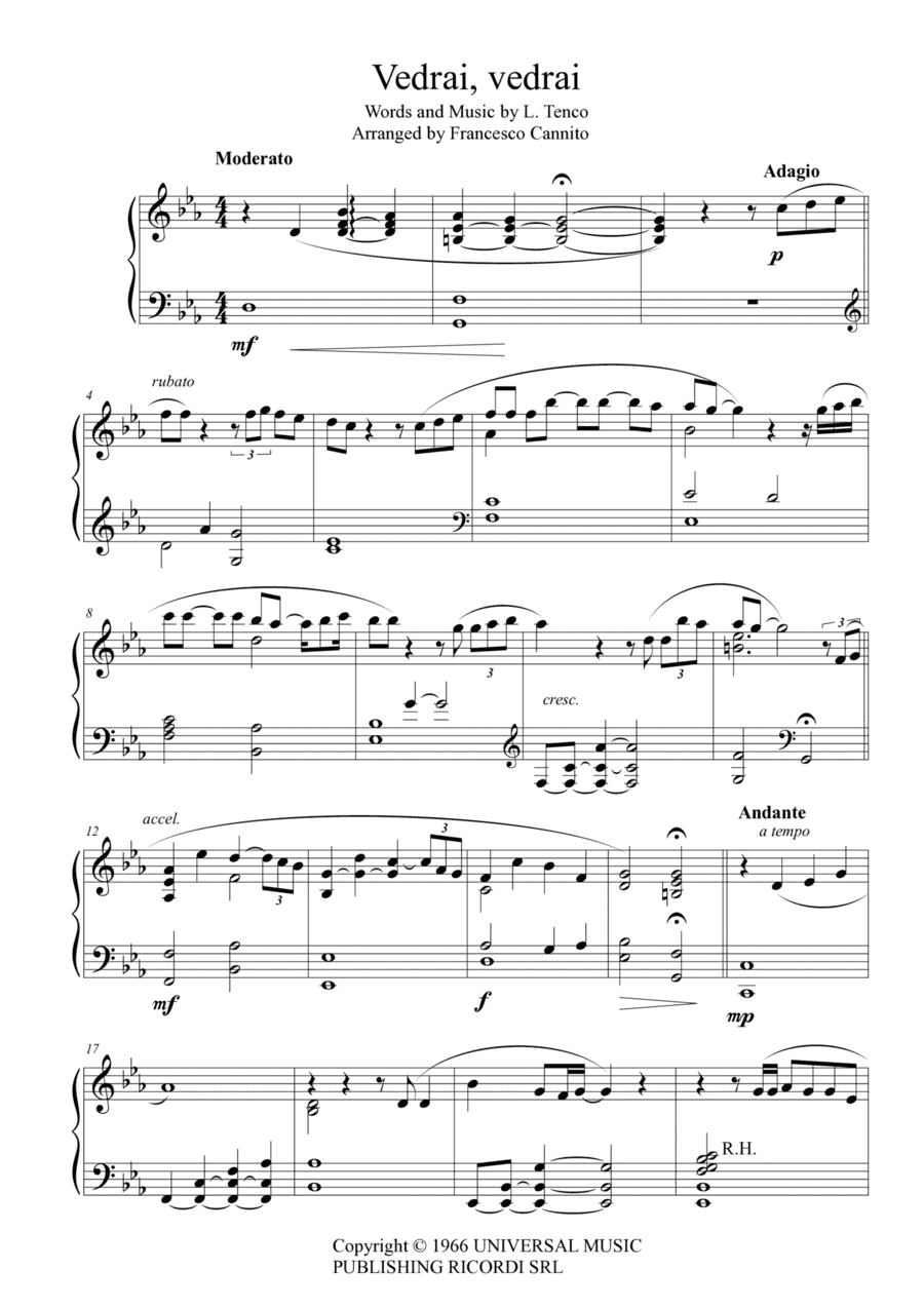 Vedrai Vedrai (arr. Francesco Cannito)