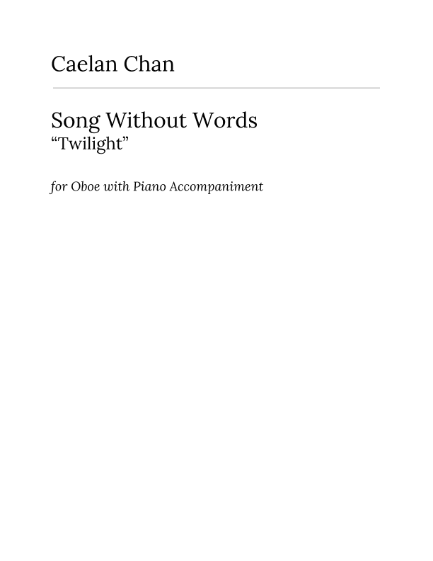 Song Without Words, "Twilight"