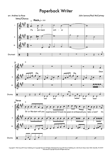 Paperback Writer (arr. Andrea La Rose)