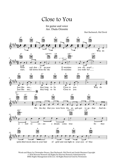 Close To You (arr. Duda Oriontte)