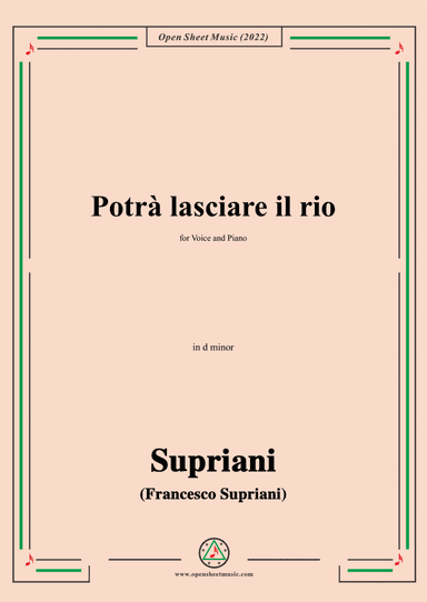 Supriani-Potrà lasciare il rio,in d minor (arr. Open Cloud)