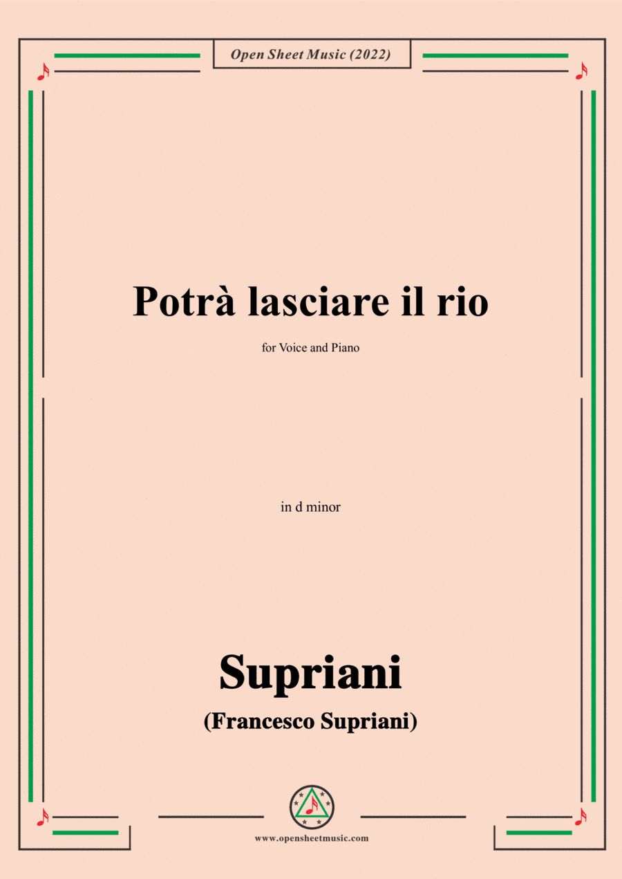 Supriani-Potrà lasciare il rio,in d minor (arr. Open Cloud)