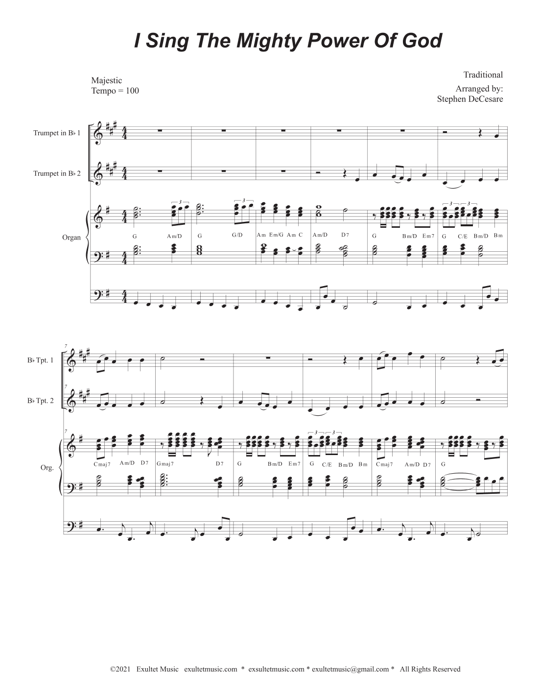 I Sing The Mighty Power Of God (Duet for Bb-Trumpet - Organ accompaniment) (arr. Stephen DeCesare)