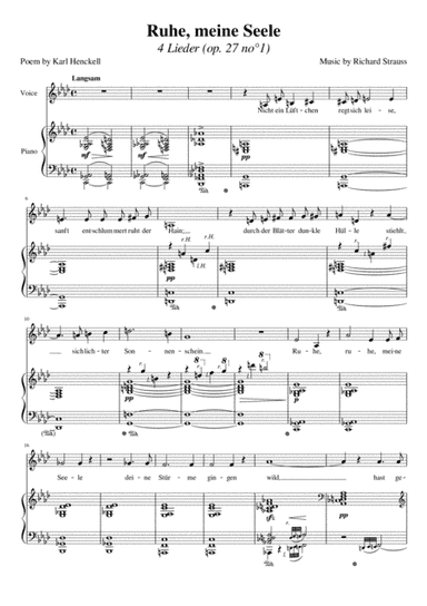 Ruhe, meine Seele (Strauss) [Low Voice] (arr. Maxence Lasserre-Engberts)