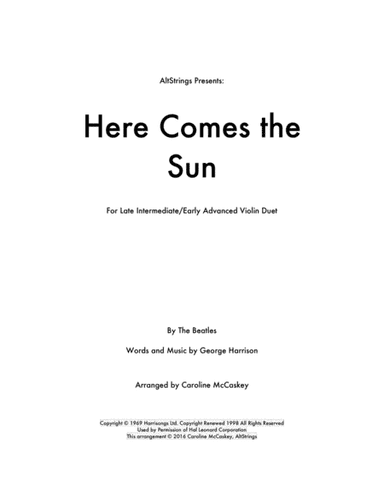 Here Comes The Sun (arr. Caroline McCaskey)