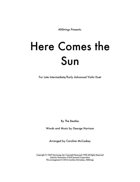 Here Comes The Sun (arr. Caroline McCaskey)