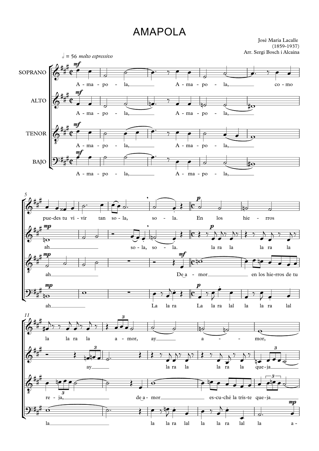 Amapola (arr. Sergi Bosch)