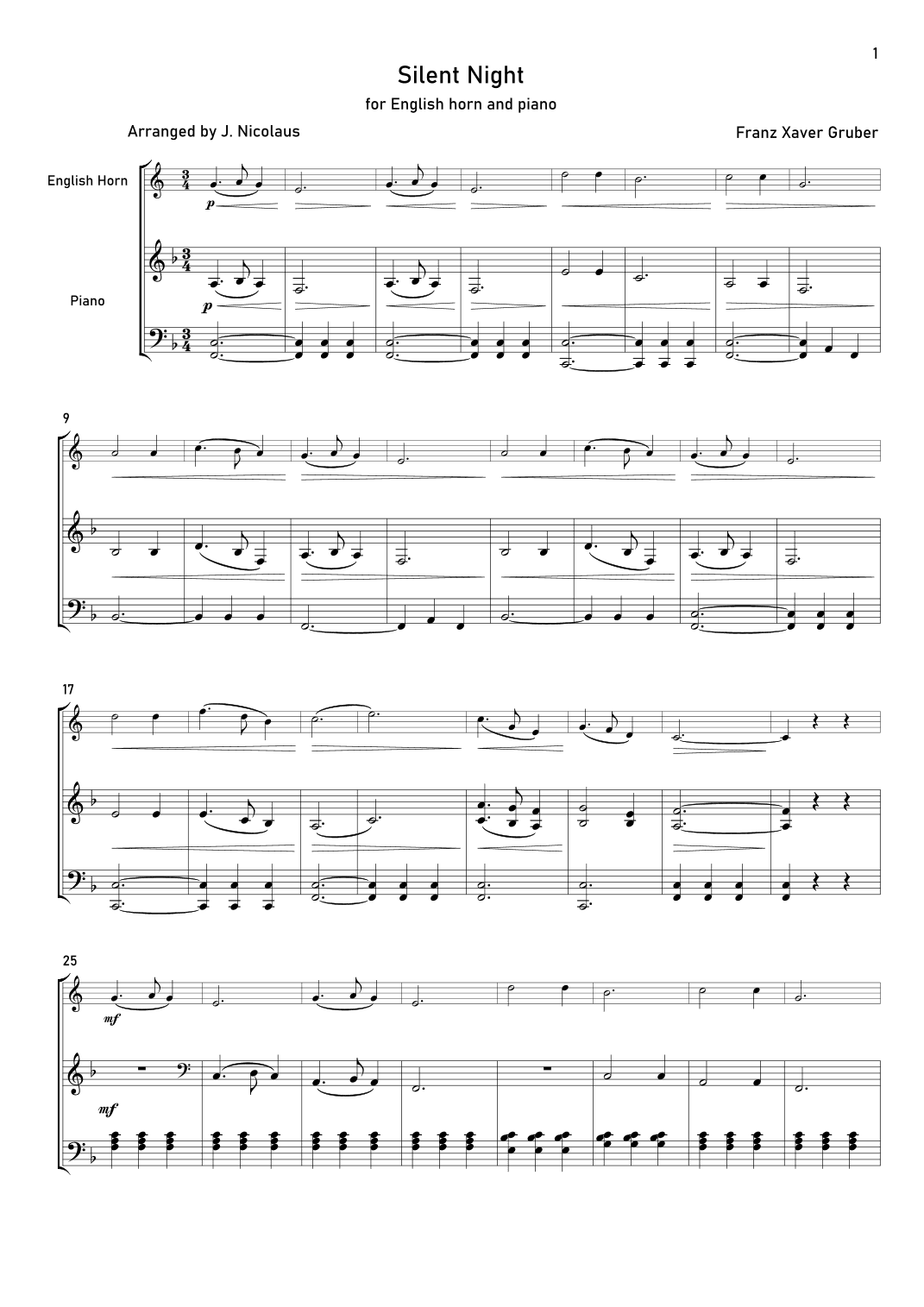 Silent Night (arr. John Nicolaus)