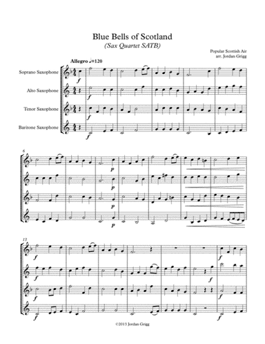 Blue Bells of Scotland (Sax Quartet SATB) (arr. Jordan Grigg)