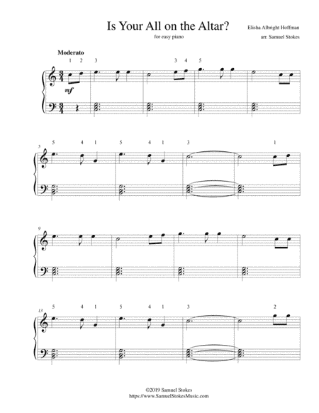 Is Your All on the Altar? - for easy piano (arr. Samuel Stokes)