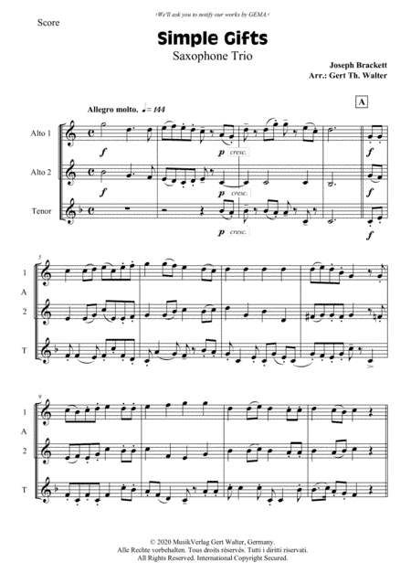 Simple Gifts (arr. Gert Th. Walter)