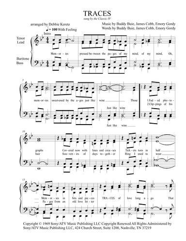 Traces (arr. Debbie Keretz)