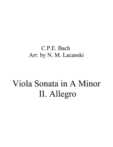 Viola Sonata in A Minor II. Allegro (arr. Nick Lacanski)