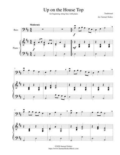Up on the House Top (Up on the Housetop) - for beginning string bass with optional piano accompanime (arr. Samuel Stokes)